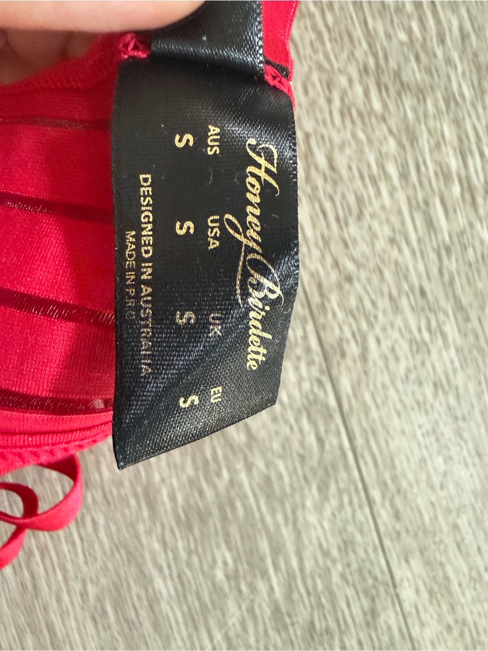 Honey Birdette LINDA C. Raspberry Red Striped Bodysuit Size S Gold Hardware - Picture 9 of 9